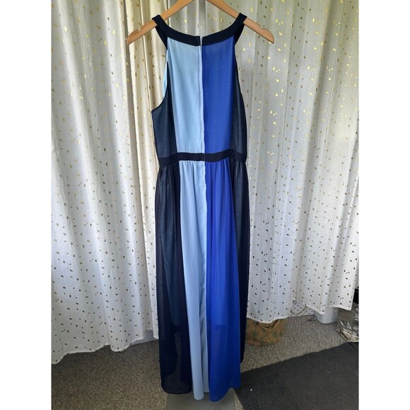 Modcloth Peachy Queen Color Block Stripe Hi Low Chiffon Flowy Fairy Dress L - Picture 4 of 7